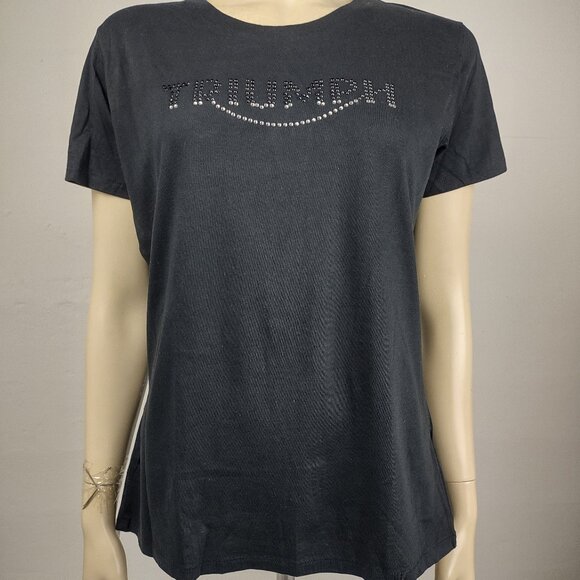 NWT Triumph motorcycles black rhinestone embellished t-shirt ladies 2X  XXL - Picture 1 of 12